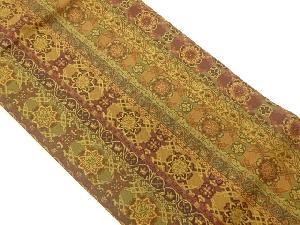 縞に華紋・花唐草模様織出し名古屋帯